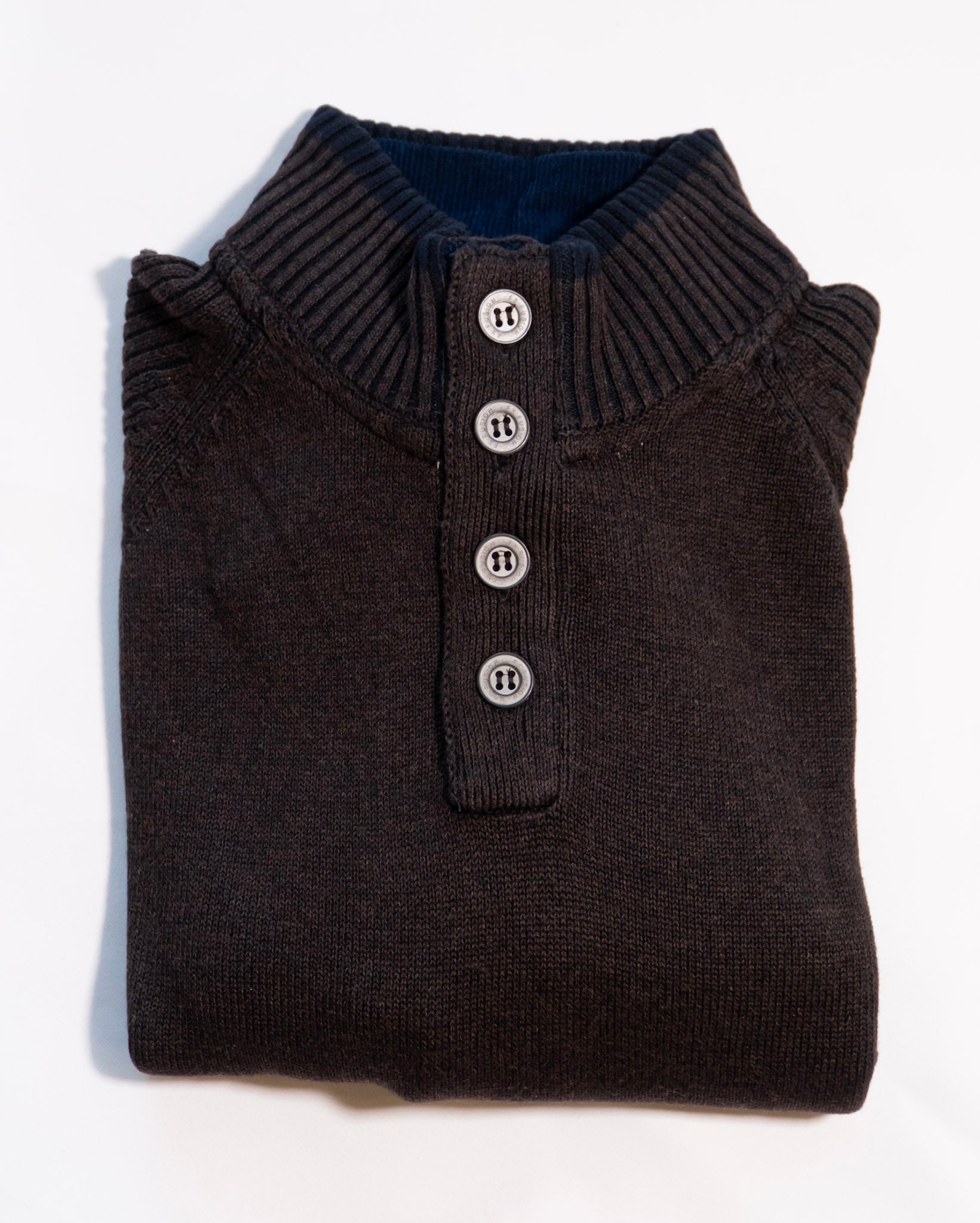 Plaited Raglan Button Mock