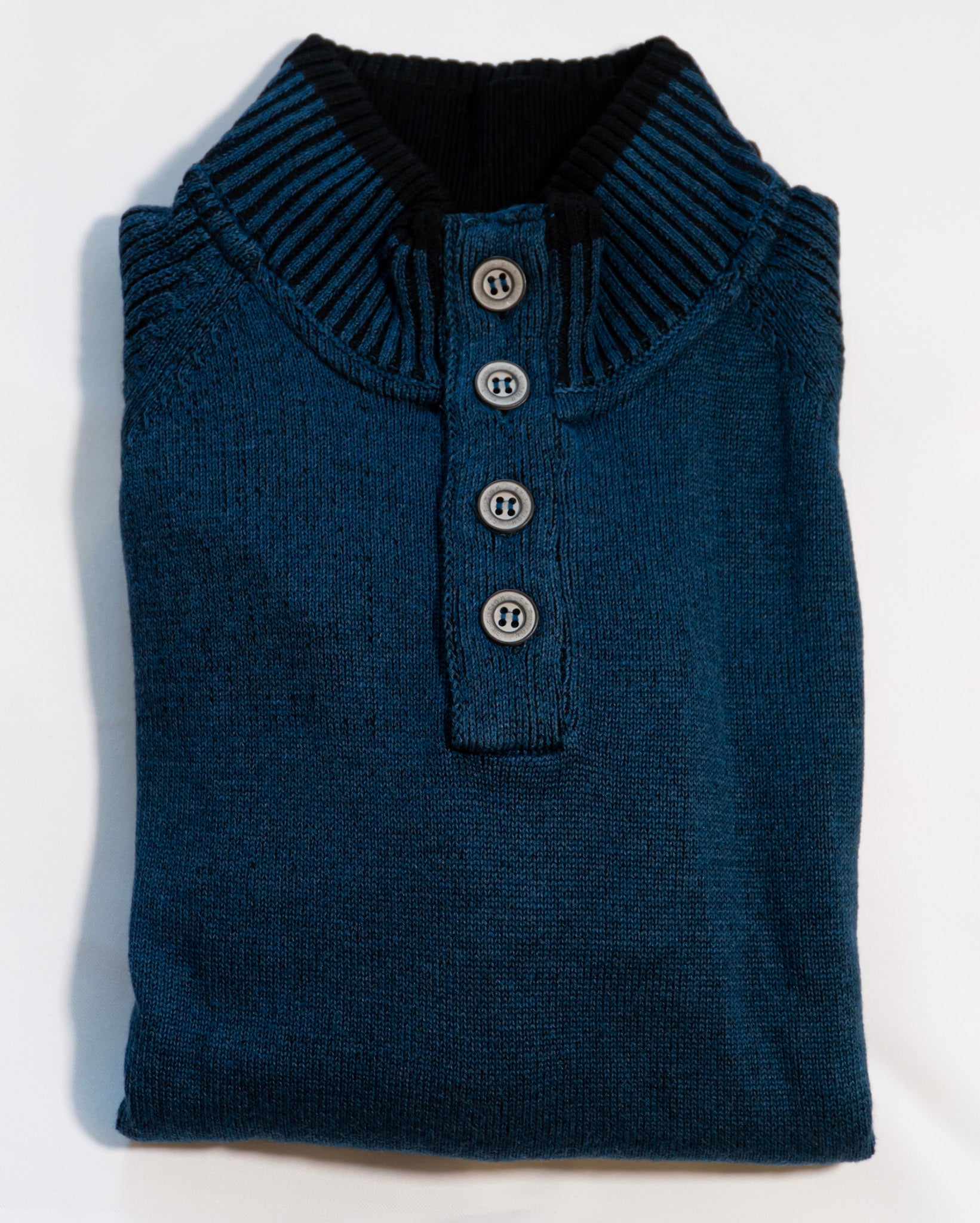 Plaited Raglan Button Mock
