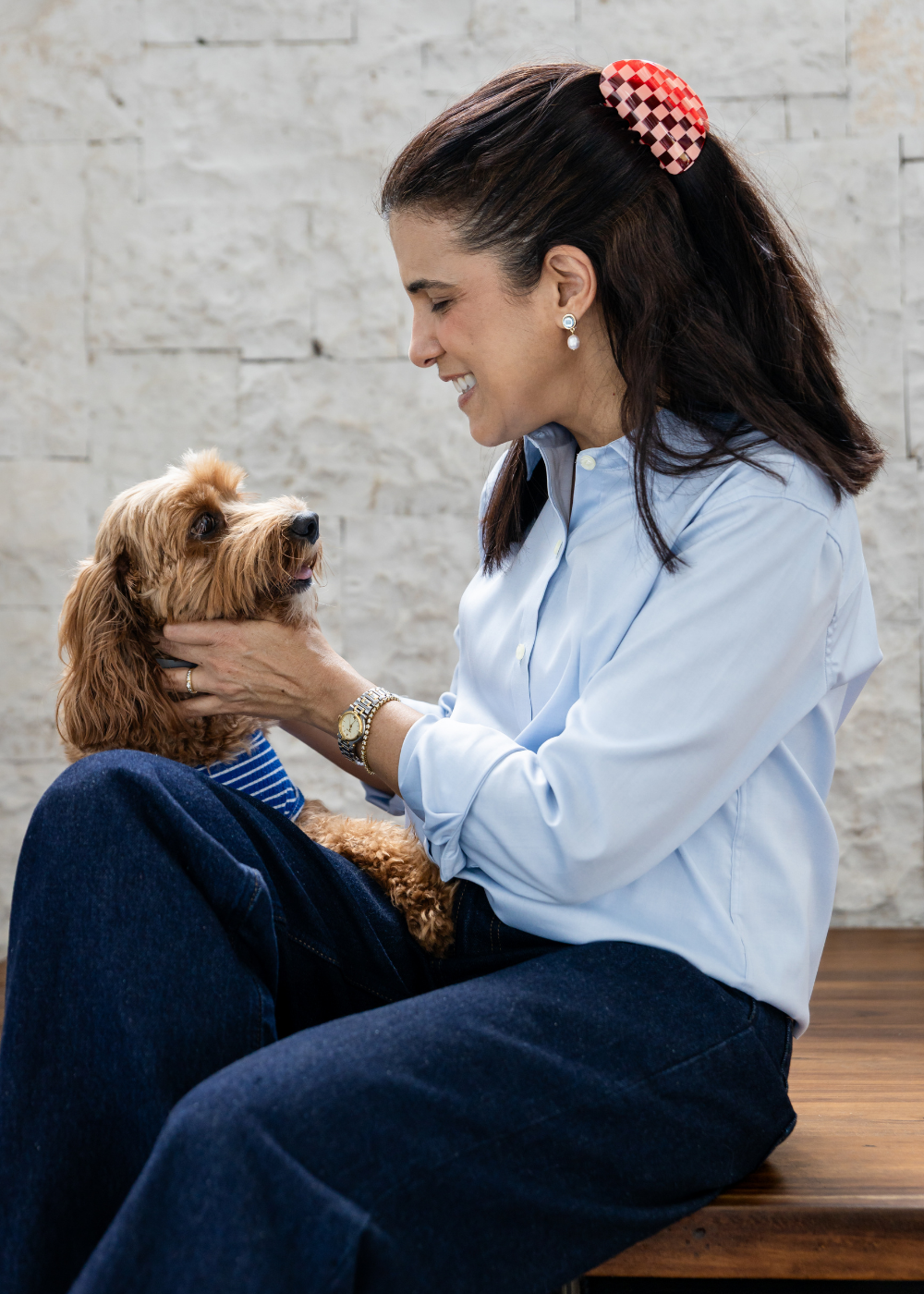 Women's Blue Spread Collar Classic Shirt