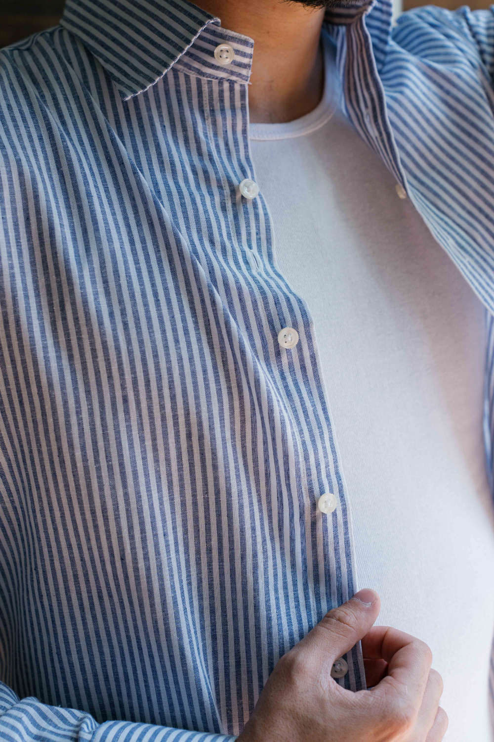 Spread Collar Striped Shirt