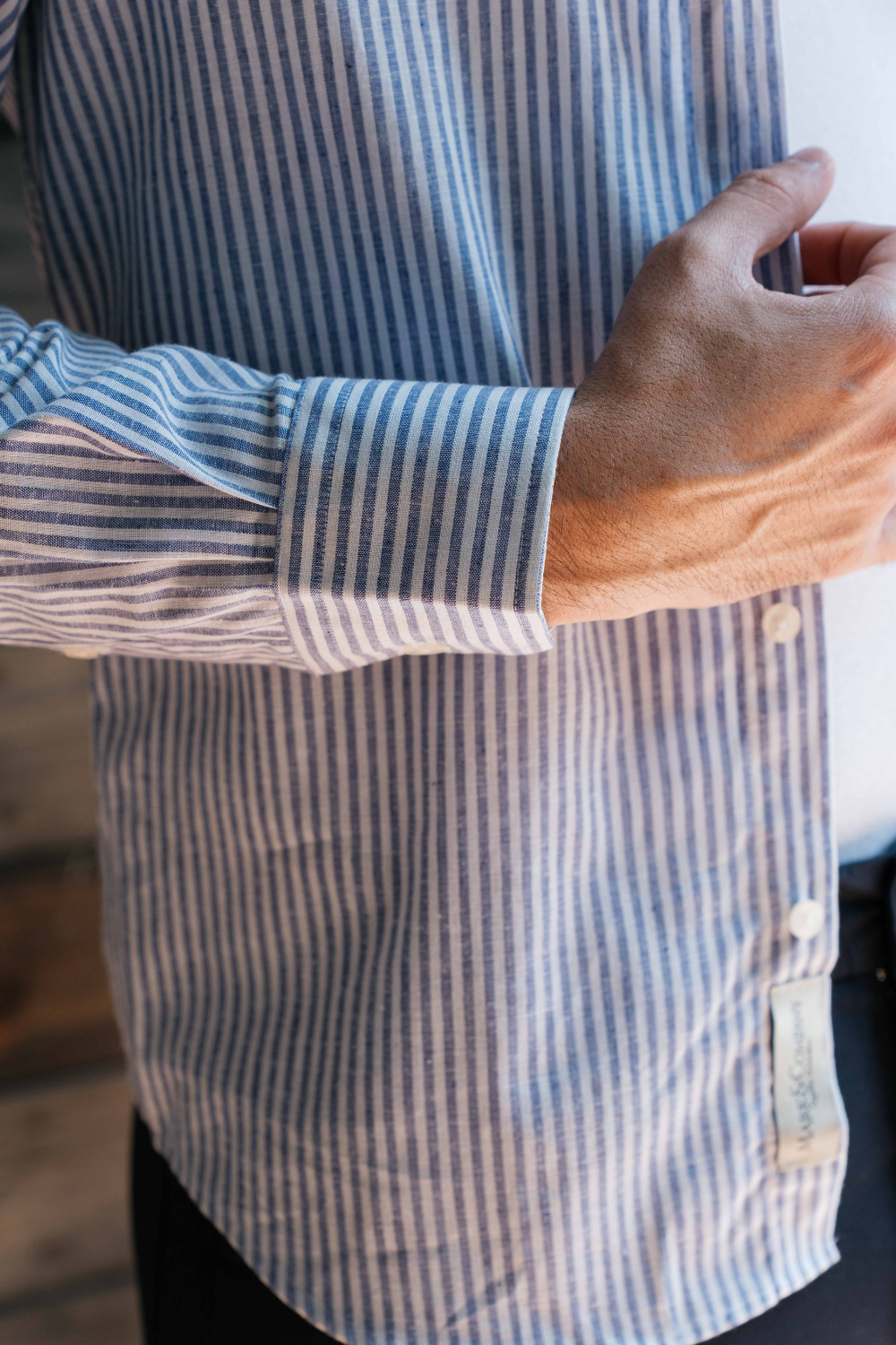 Spread Collar Striped Shirt