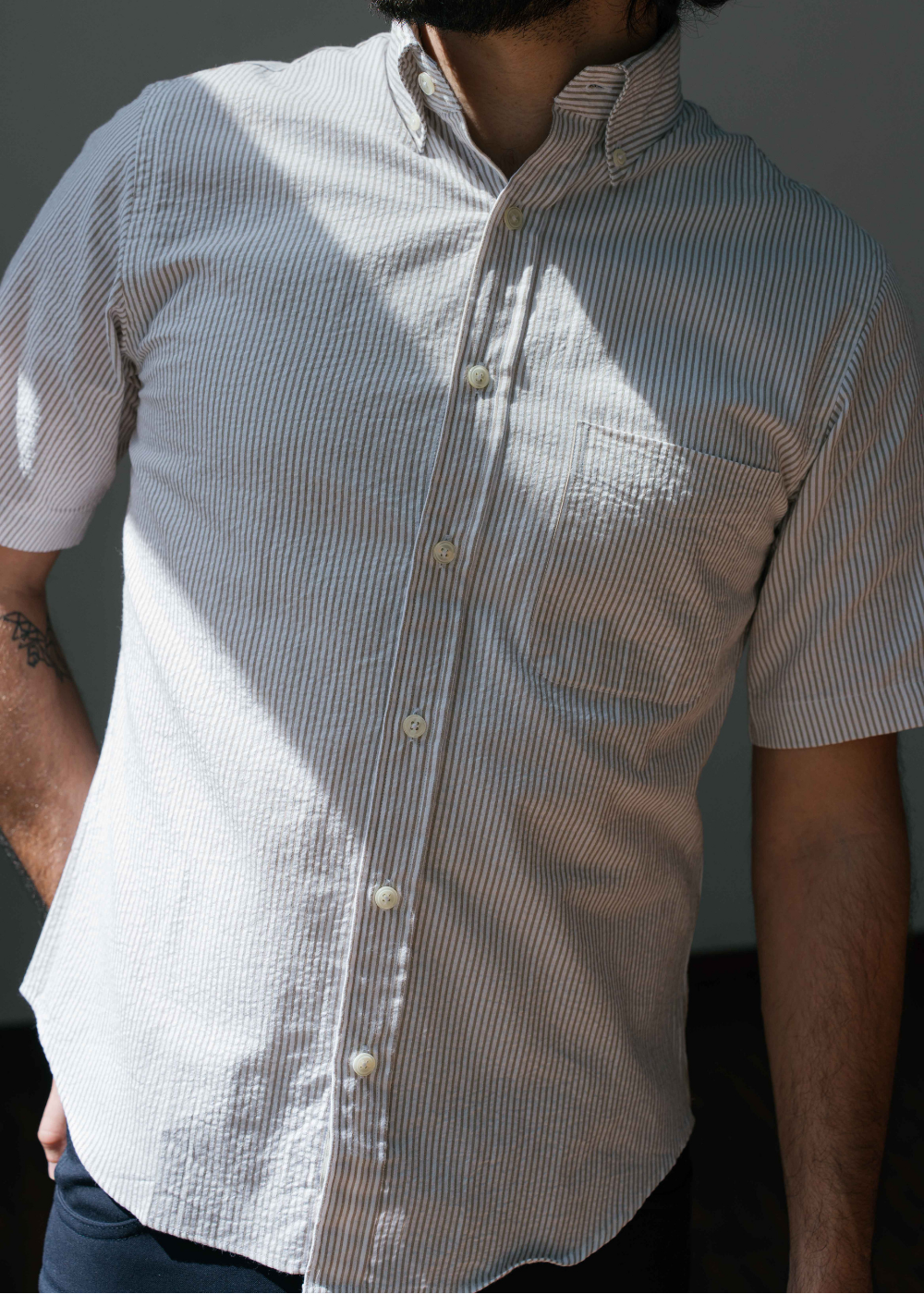 Multi Stripe Seersucker Button Down