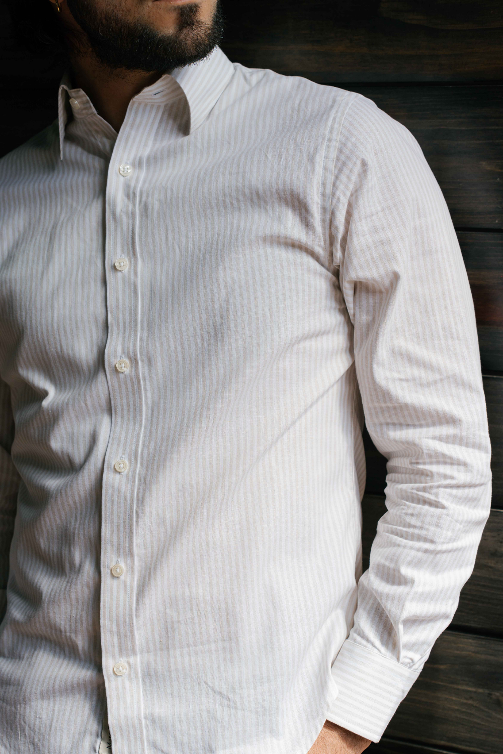 Spread Collar Striped Shirt