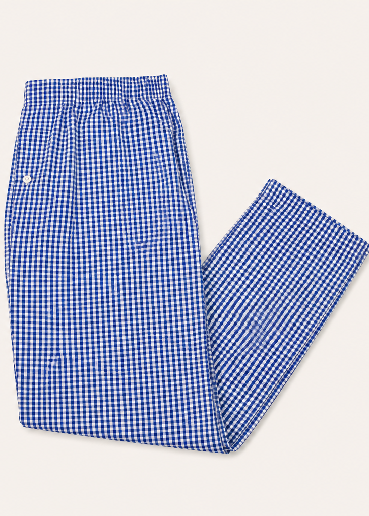 Gingham Lounge Pants with Button