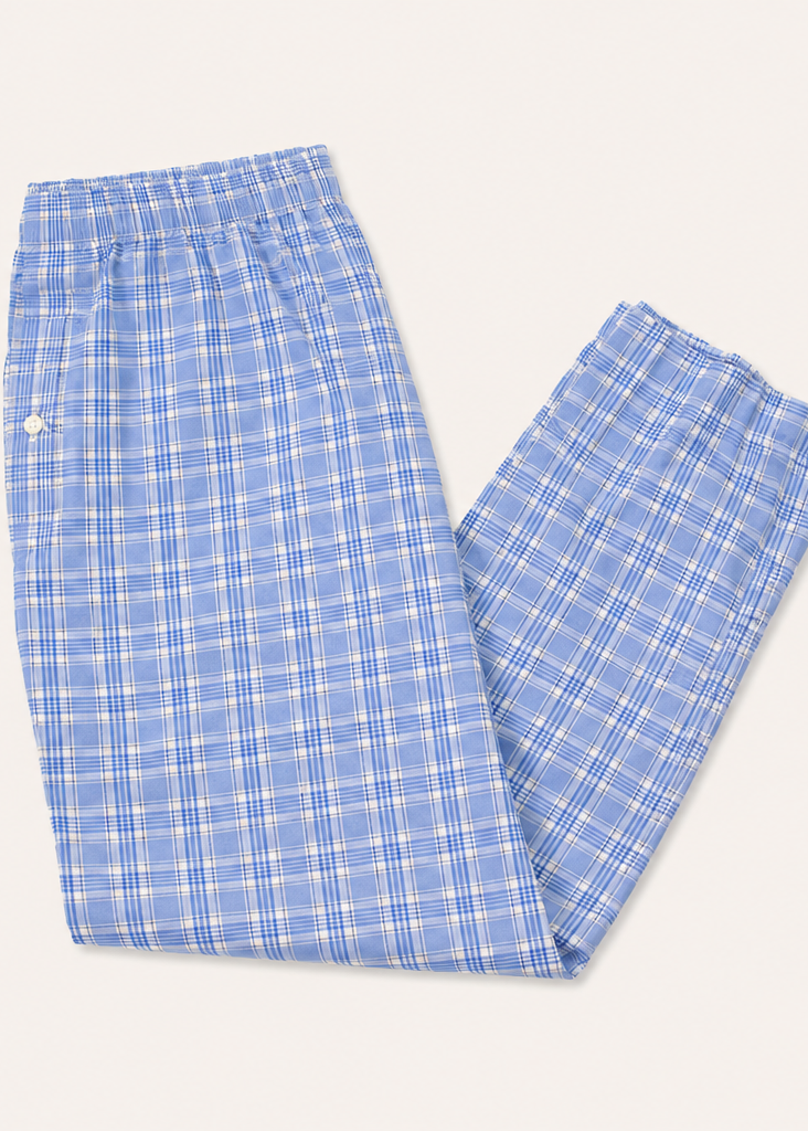 Plaid Lounge Pants with Button