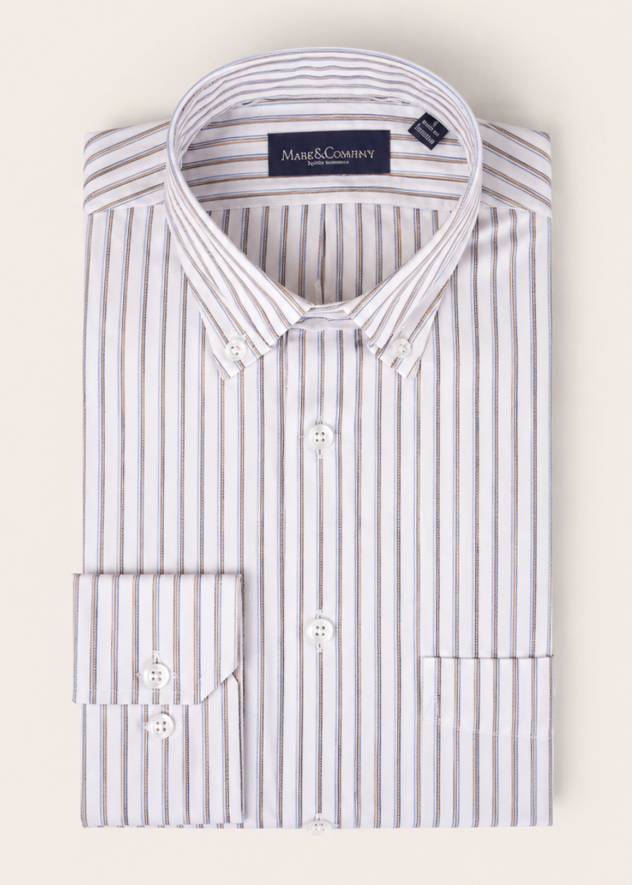 Multi Stripe White Button Down
