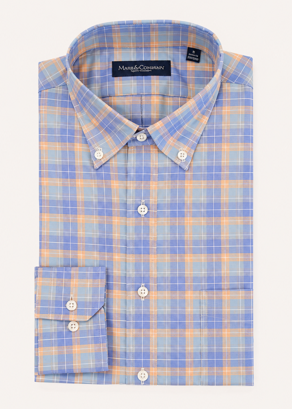 Multi Check Blue and Orange Button Down