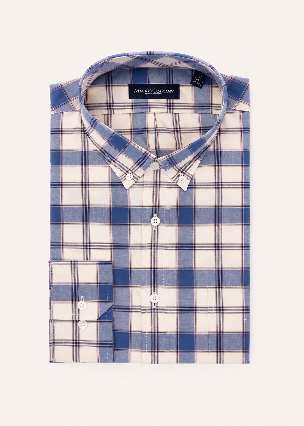Plaid White and Blue Button Down