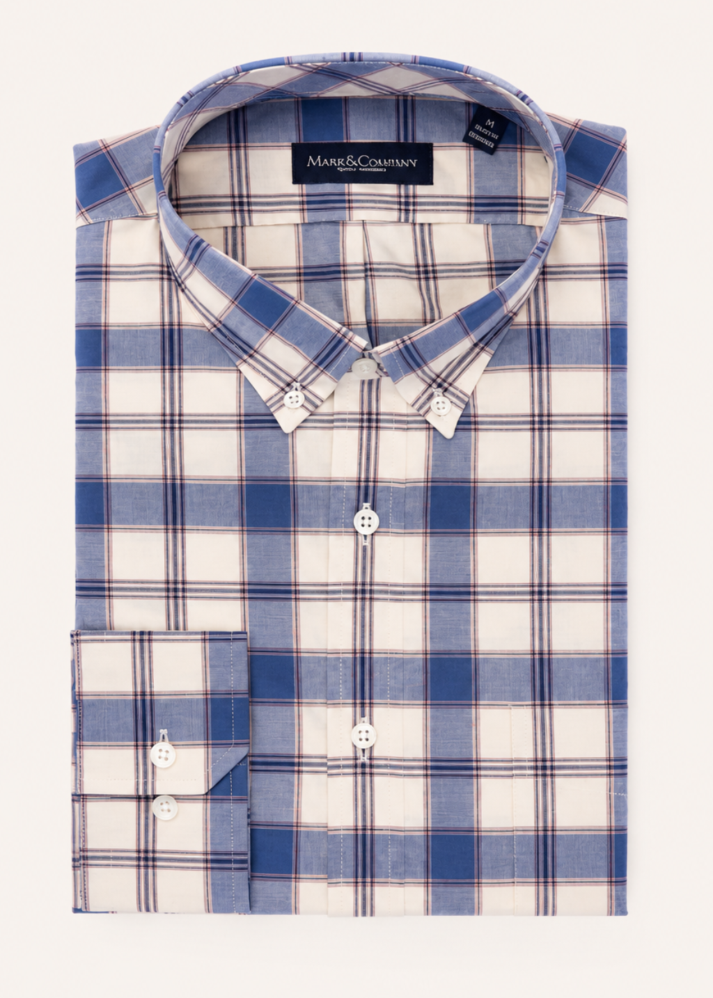 Plaid White and Blue Button Down