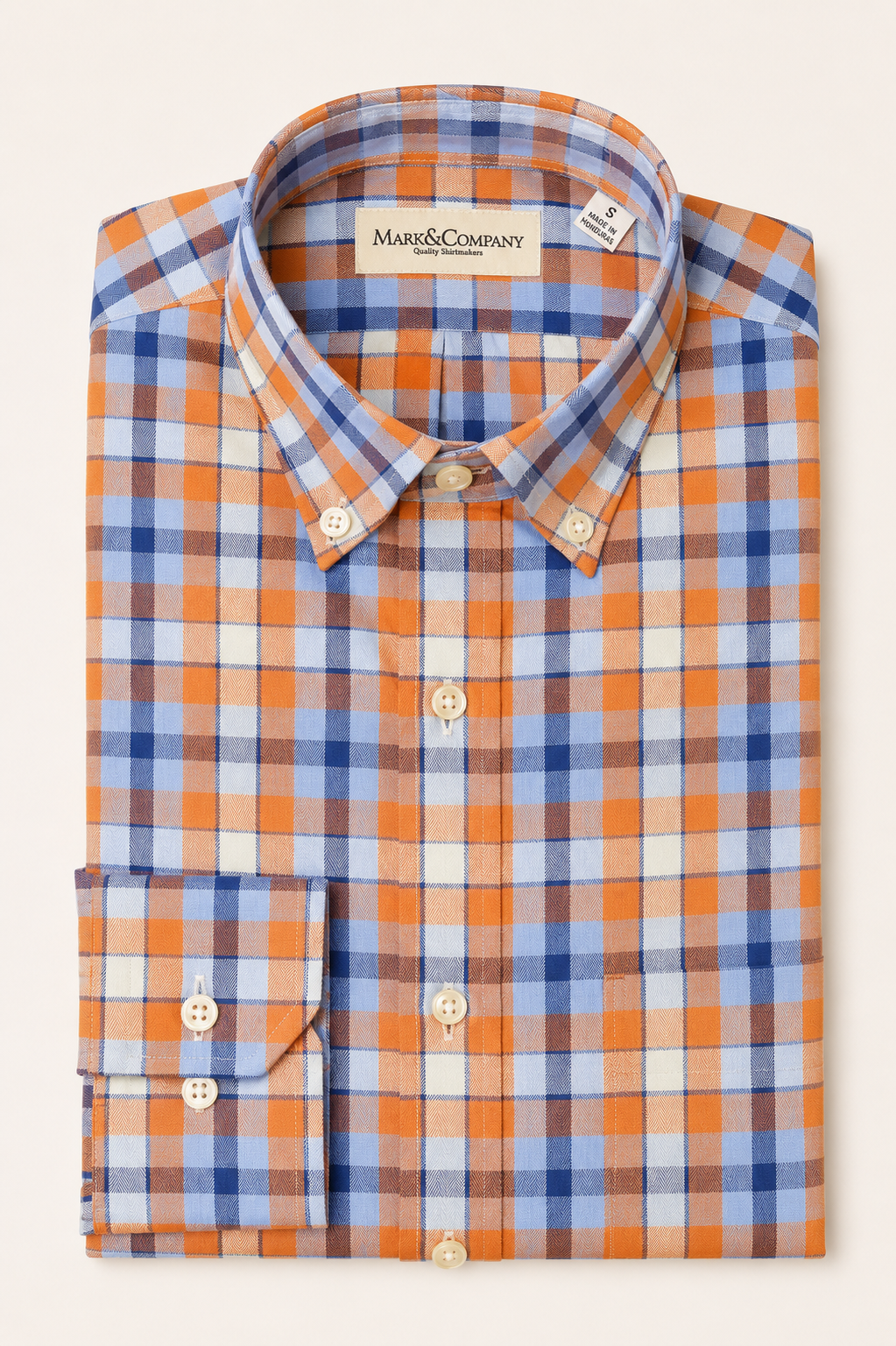 Multi Check Orange Button Down