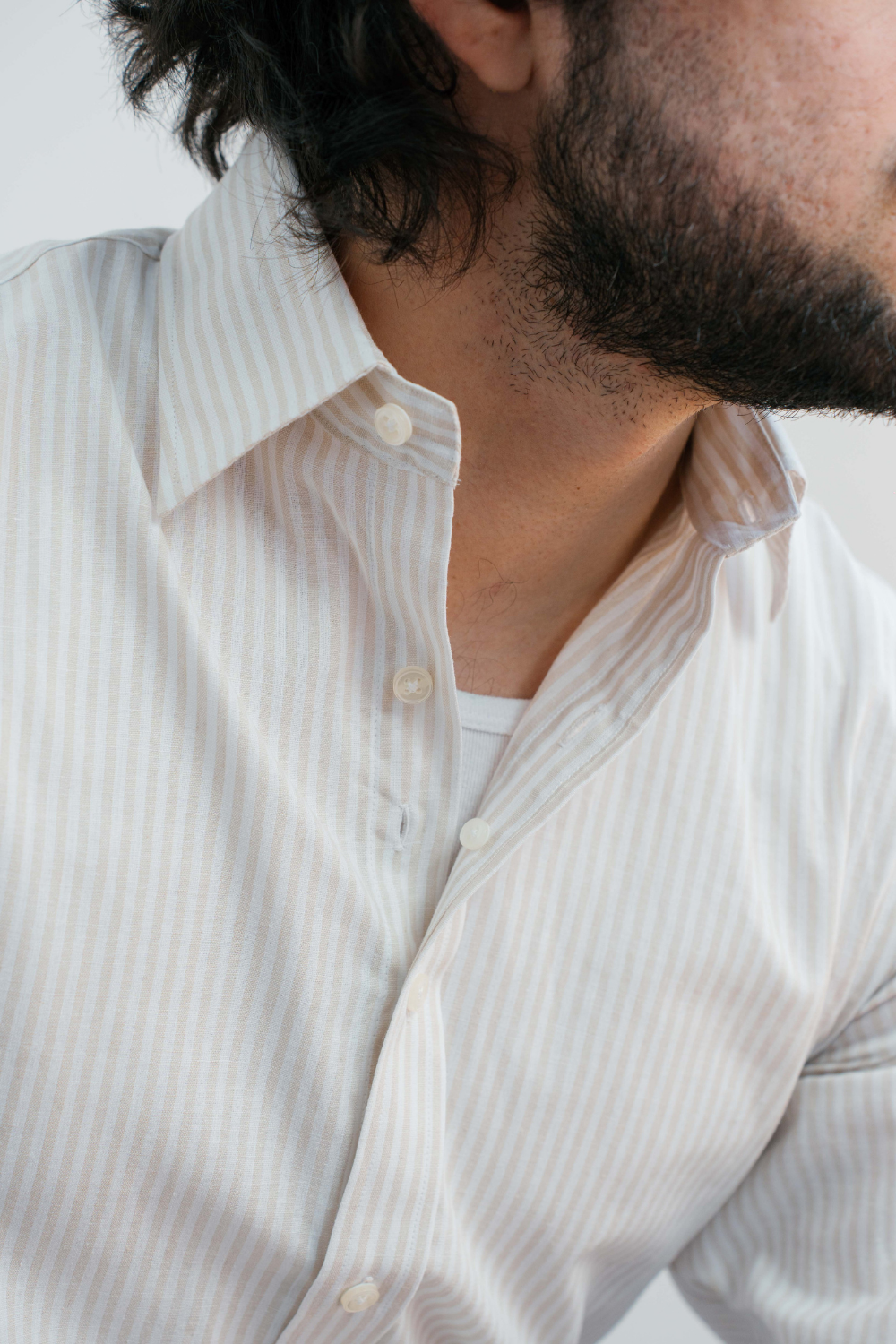 Spread Collar Striped Shirt