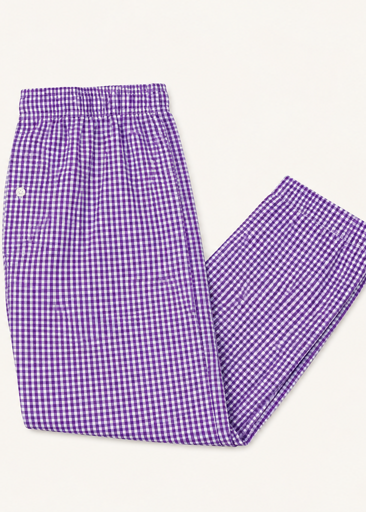 Gingham Lounge Pants with Button