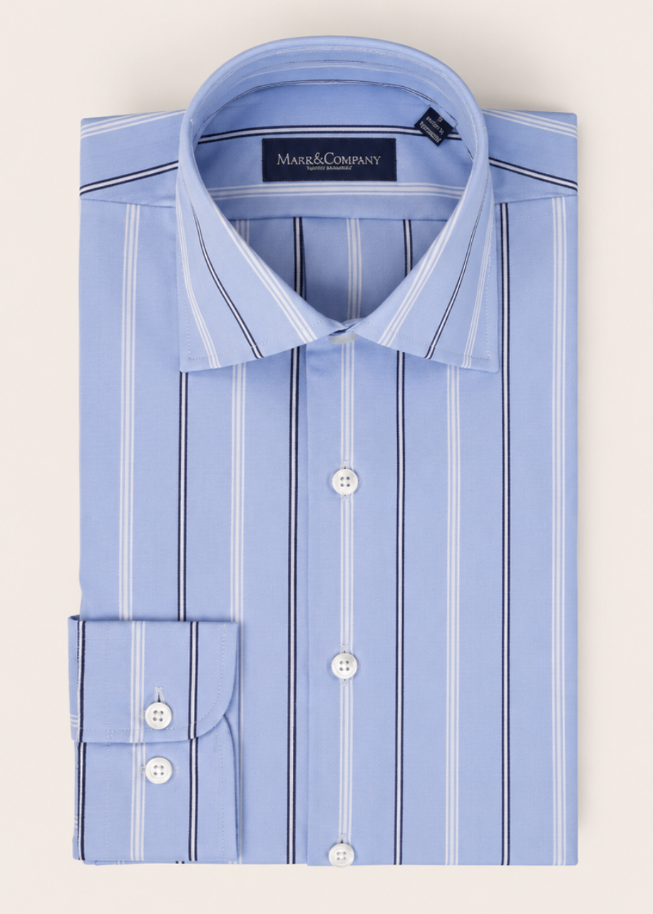 Multi Stripe Blue Spread Collar