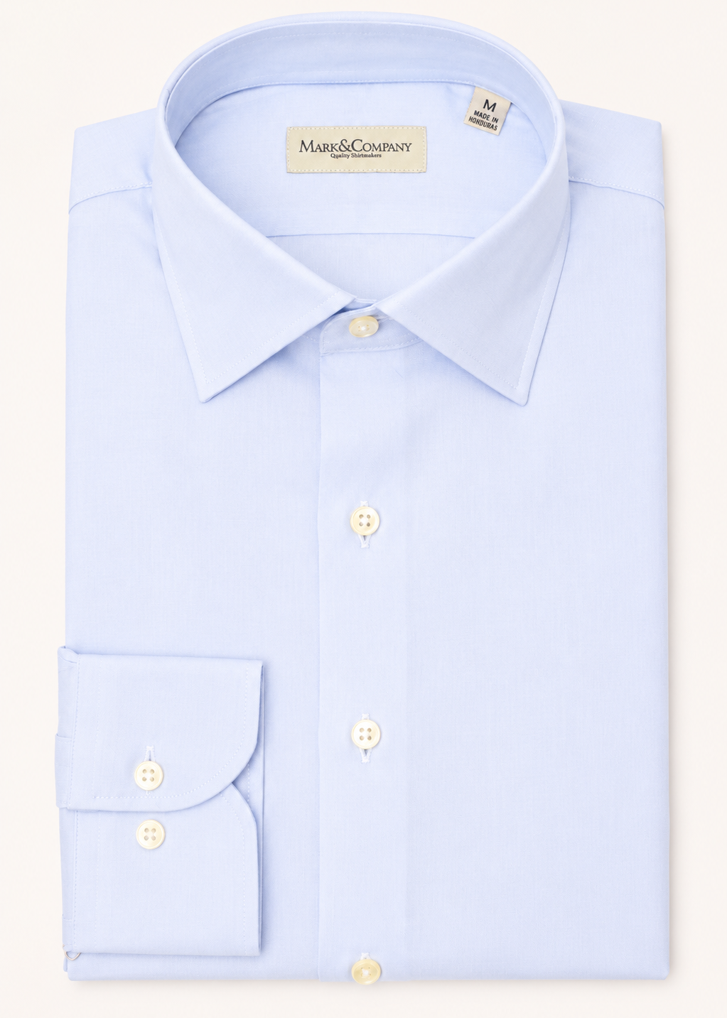 Blue Solid Spread Collar Pinpoint