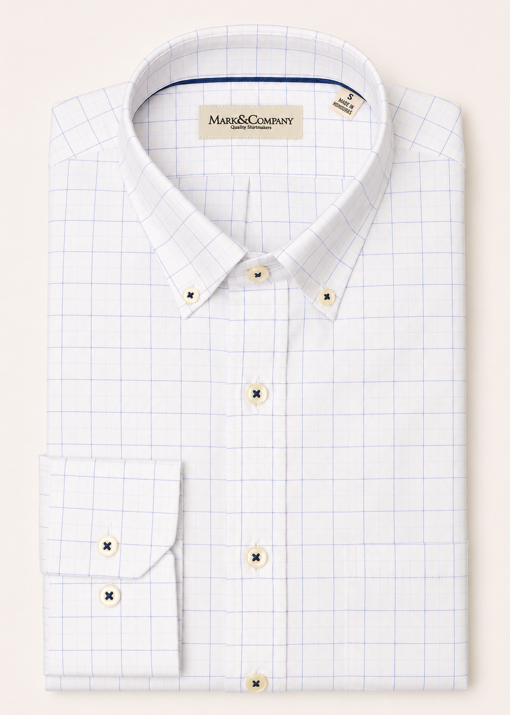Multi Check White Button Down